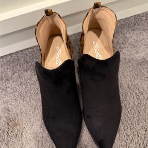 Harlow Black and Leopard Ankle Booties